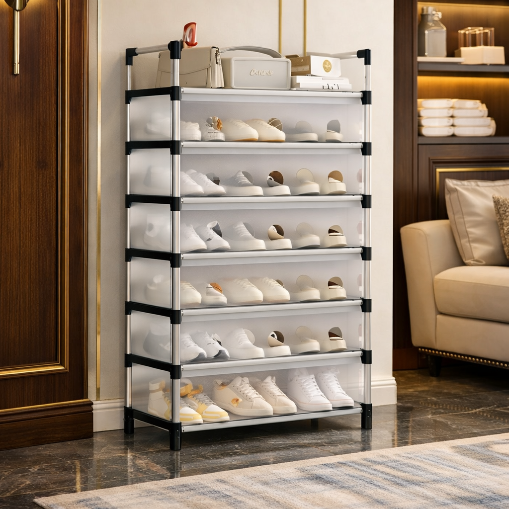 Multilayer Dustproof Shoes Rack – Spacious & Durable Organizer
