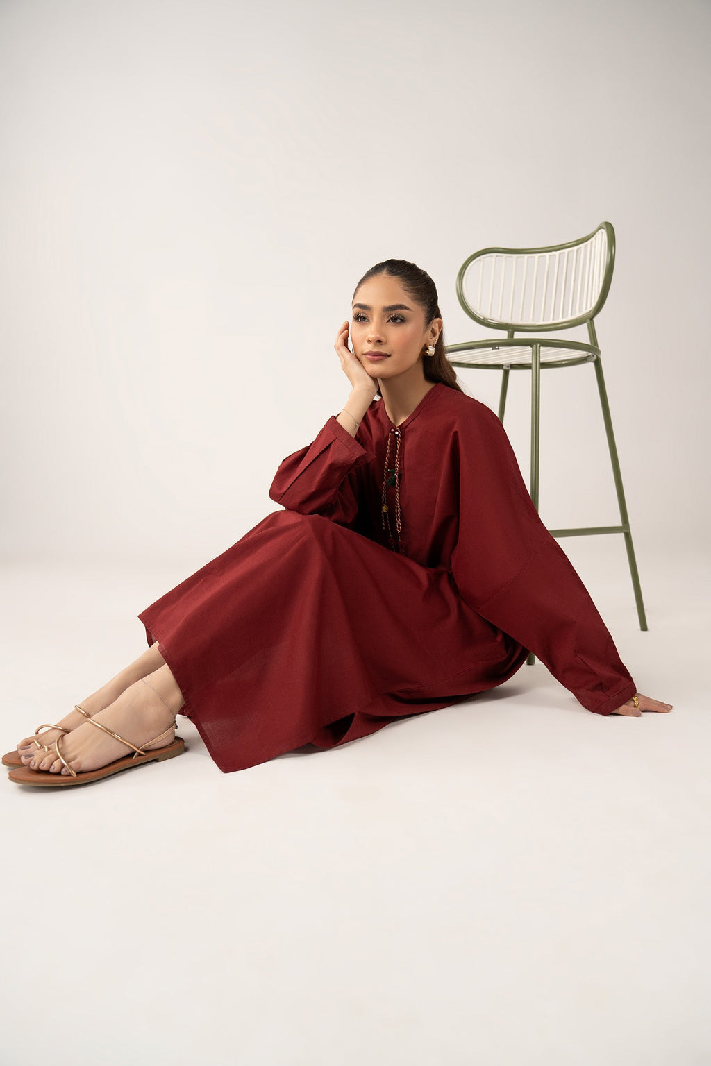 2 Pc Dyed Slub Solid Straight-Cut Shirt