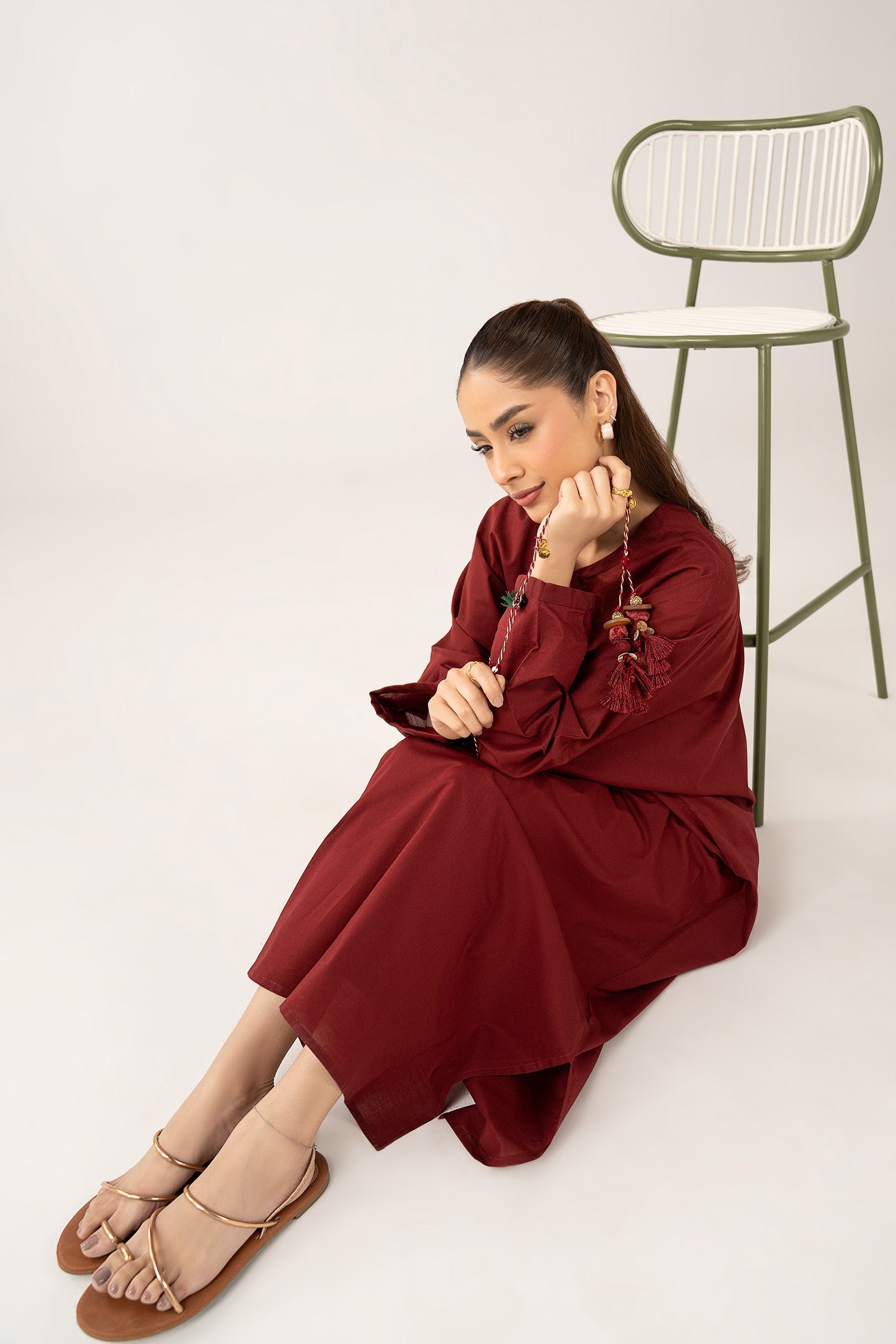 2 Pc Dyed Slub Solid Straight-Cut Shirt