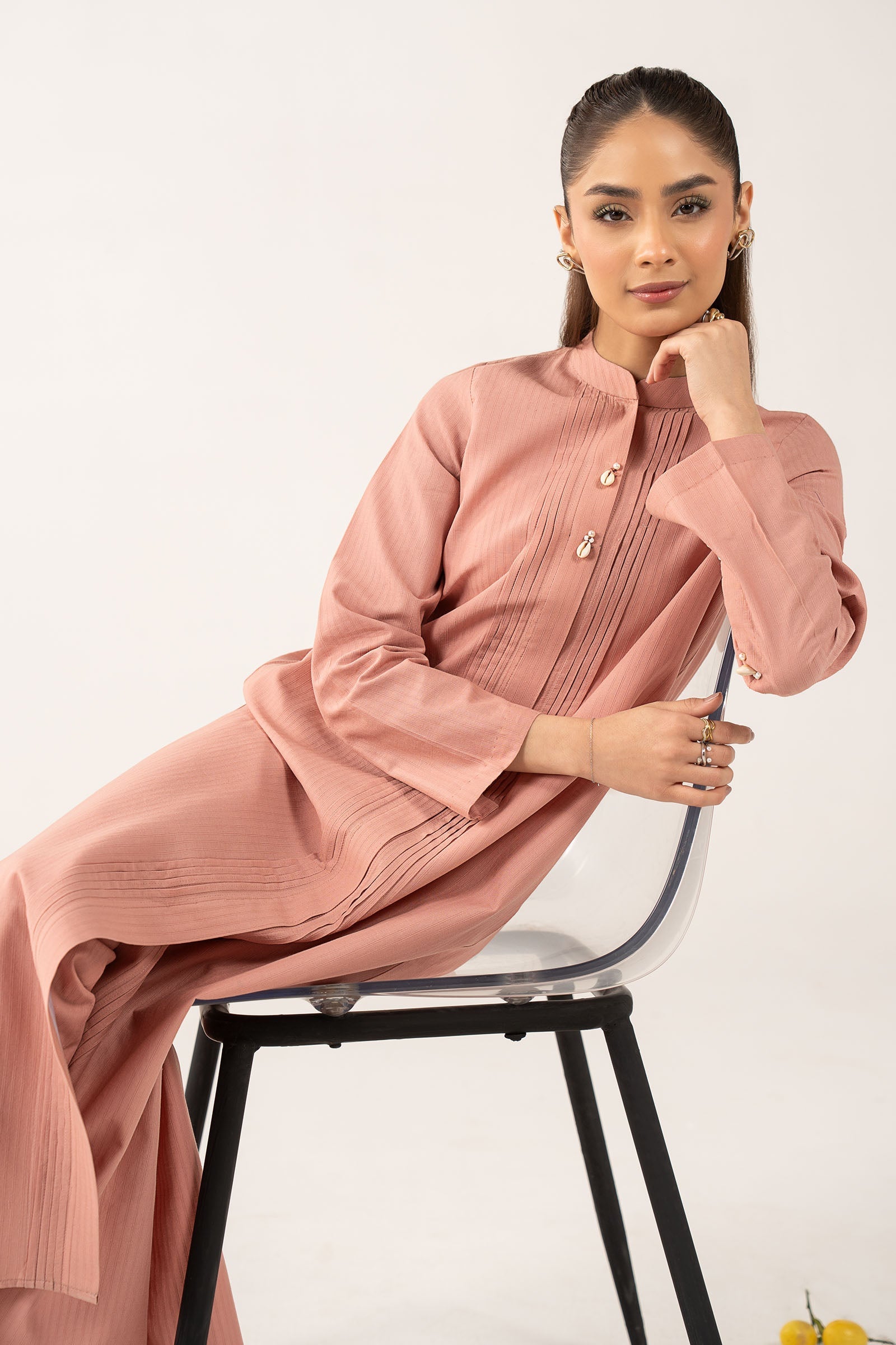 2 Pc Dyed Pinstripe Cotton Suit