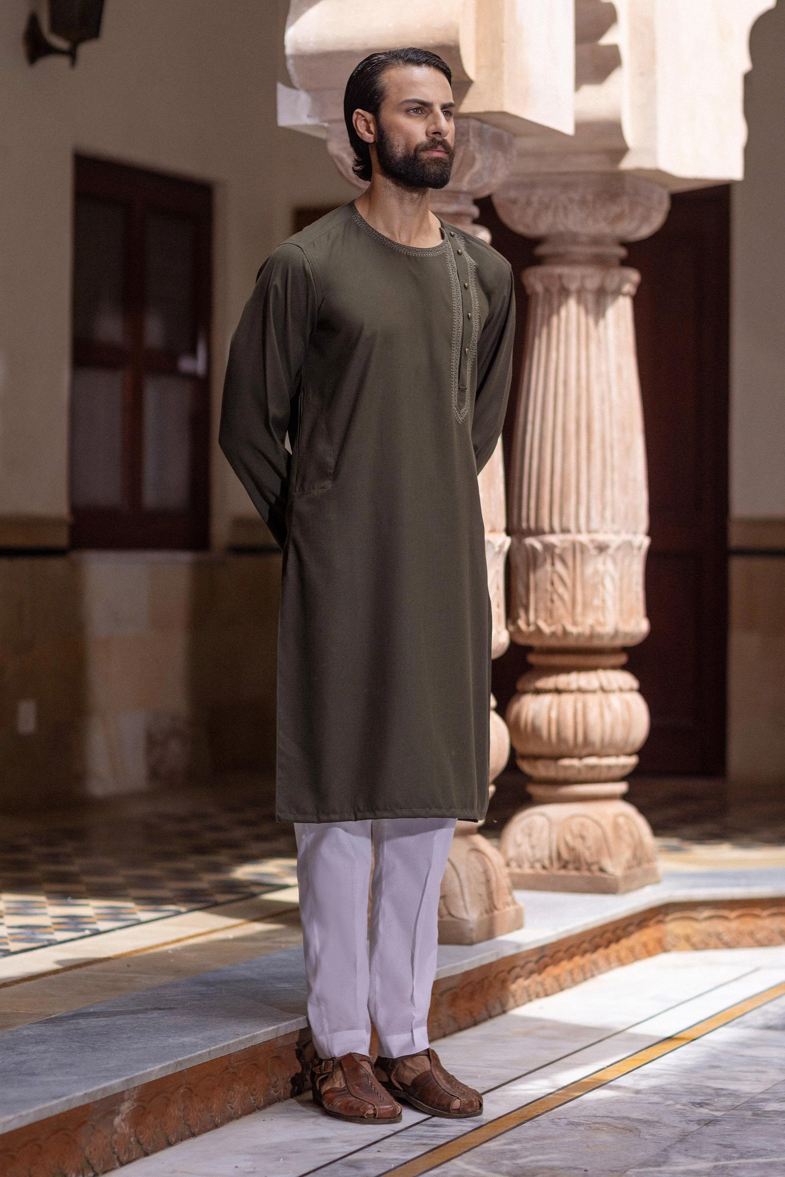 Embroidered Blended Kurta