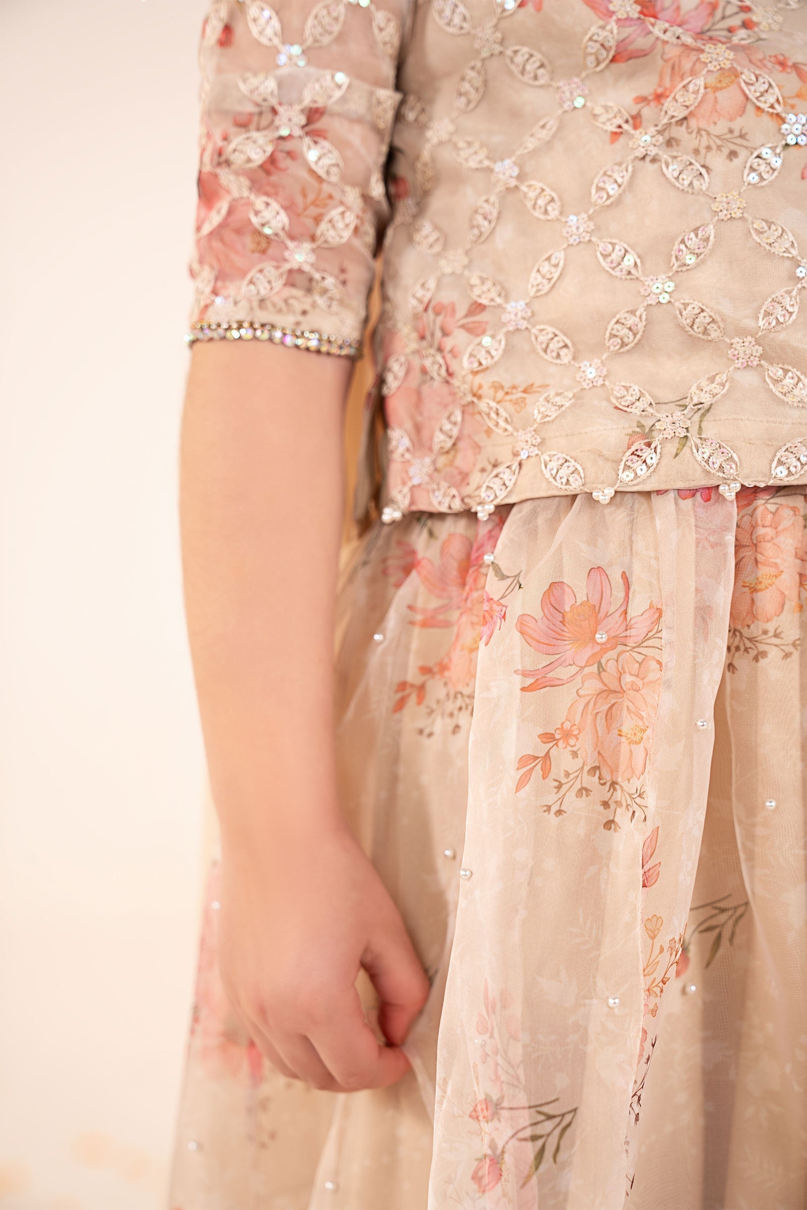 3 Piece Embroidered Organza Suit